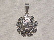 Silver pendant - Aztec sun